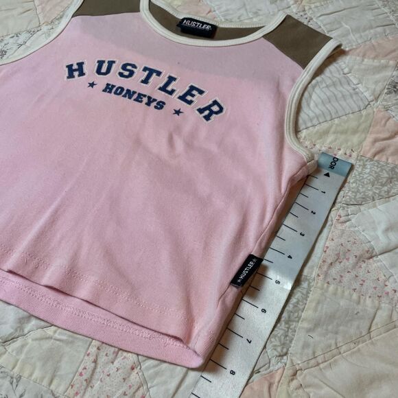 hustler hollywood vintage y2k pink and brown hustler honeys crop top medium - Picture 3 of 8